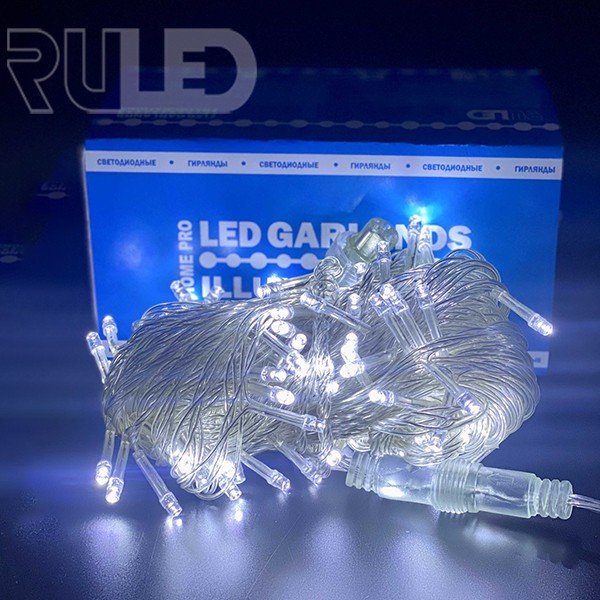 Светодиодная гирлянда нить HOME PRO (100LED, 12 м) белый-вспышки белый - фото 1 - от производителя RULED