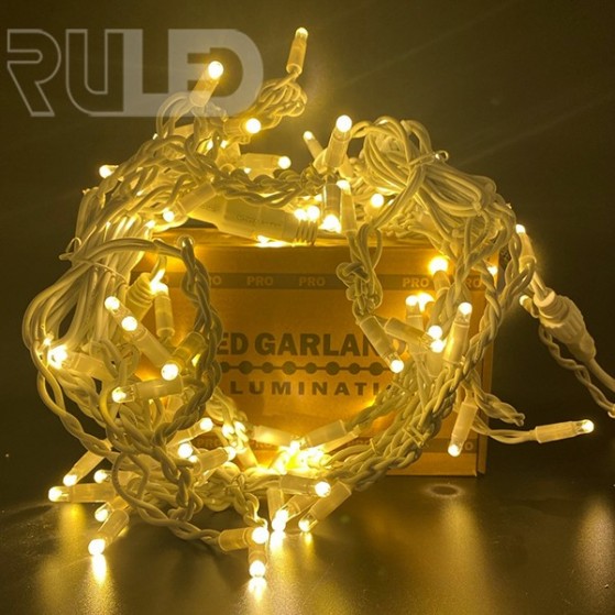 Уличная гирлянда бахрома PRO (102 LED, 3х0,5м, IP67, белый провод каучук) теплый белый вспышки белый - фото 4 - от производителя RULED