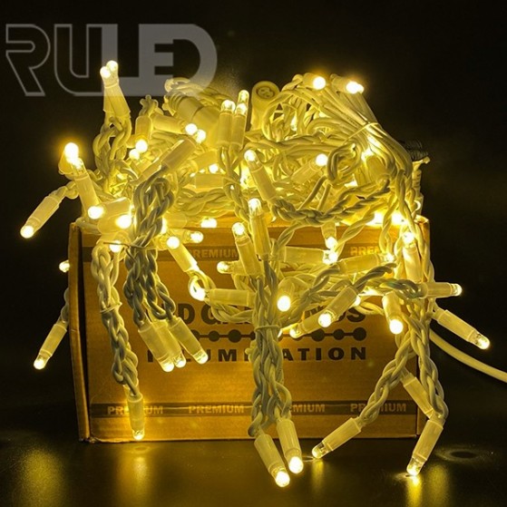 Гирлянда бахрома RULED PREMIUM (120LED, 3х0,6м, IP67, белый провод каучук) теплый белый - фото 3 - от производителя RULED