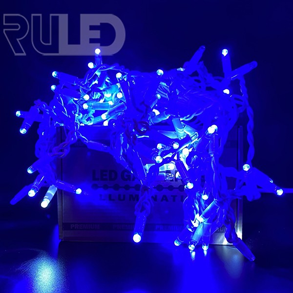 Гирлянда бахрома RULED PREMIUM (120LED, 3х0,6м, IP67, белый провод каучук) синий - фото 2 - от производителя RULED