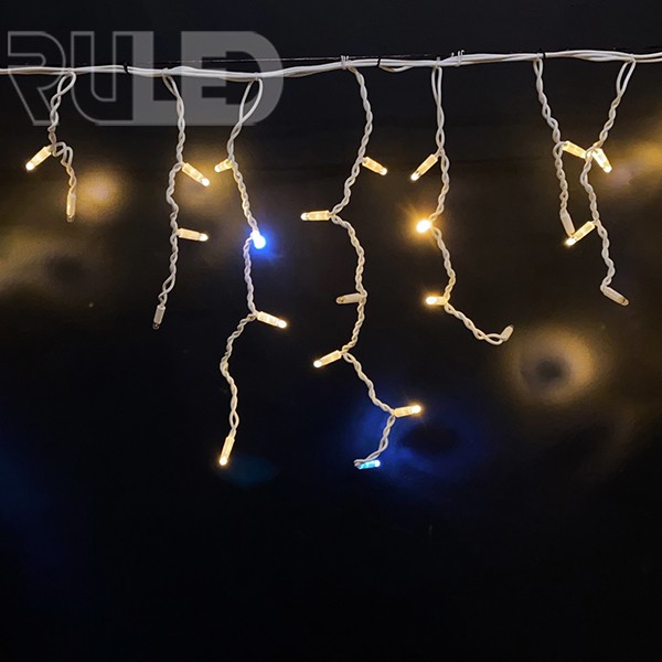 Гирлянда бахрома RULED PREMIUM (120LED, 3х0,6м, IP67, белый провод каучук) теплый белый вспышки белый - фото 1 - от производителя RULED