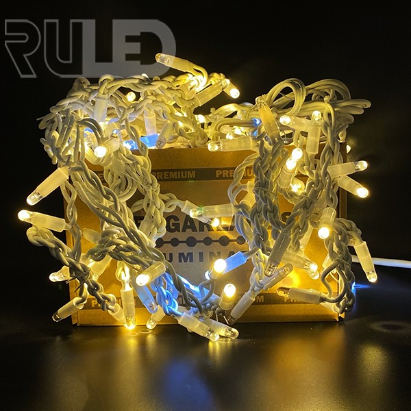 Гирлянда бахрома RULED PREMIUM (120LED, 3х0,6м, IP67, белый провод каучук) теплый белый вспышки белый - фото 2 - от производителя RULED