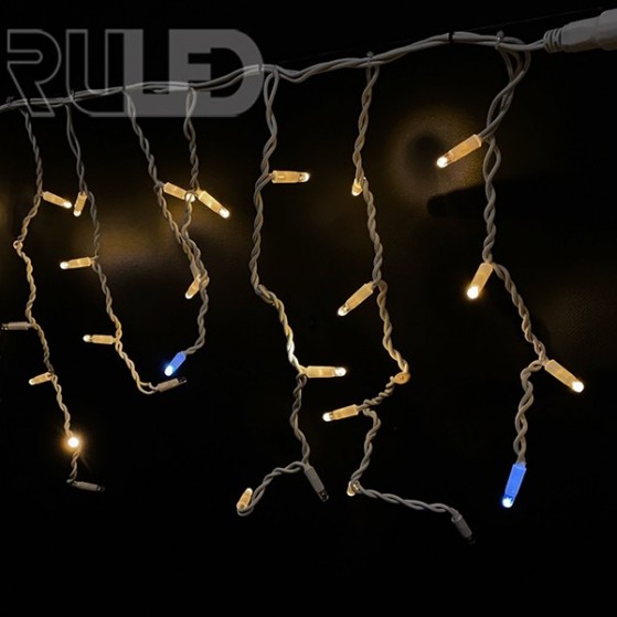 Гирлянда бахрома RULED PREMIUM (120LED, 3х0,6м, IP67, белый провод каучук) теплый белый вспышки белый - фото 3 - от производителя RULED