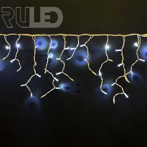 Гирлянда бахрома RULED PREMIUM (120LED, 3х0,6м, IP67, белый провод каучук) белый вспышки белый  - фото 1 - от производителя RULED