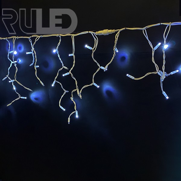 Гирлянда бахрома RULED PREMIUM (120LED, 3х0,6м, IP67, белый провод каучук) белый вспышки белый  - фото 2 - от производителя RULED