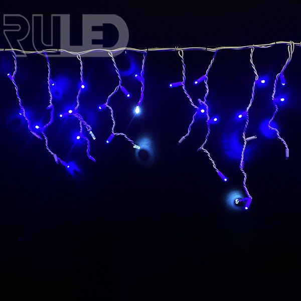 Гирлянда бахрома RULED PREMIUM (120LED, 3х0,6м, IP67, белый провод каучук) синий вспышки белый - фото 1 - от производителя RULED