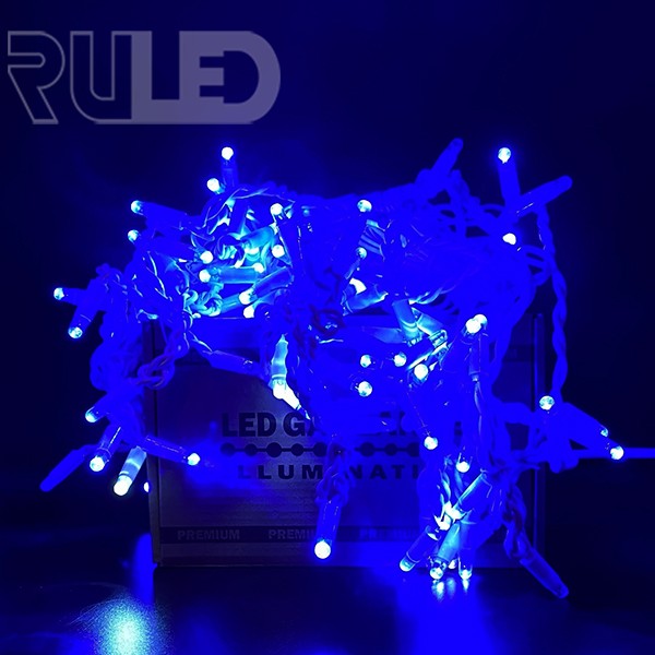 Гирлянда бахрома RULED PREMIUM (120LED, 3х0,6м, IP67, белый провод каучук) синий вспышки белый - фото 2 - от производителя RULED