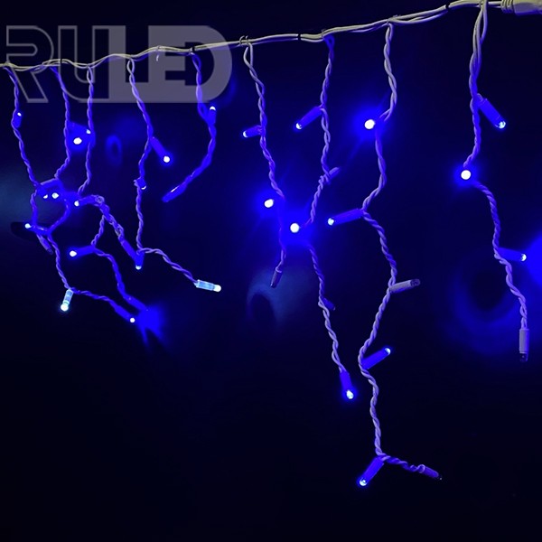 Гирлянда бахрома RULED PREMIUM (120LED, 3х0,6м, IP67, белый провод каучук) синий вспышки белый - фото 3 - от производителя RULED