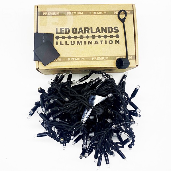 Гирлянда бахрома RULED PREMIUM (120LED, 3х0,6м, IP67, черный провод каучук) белый - фото 5 - от производителя RULED