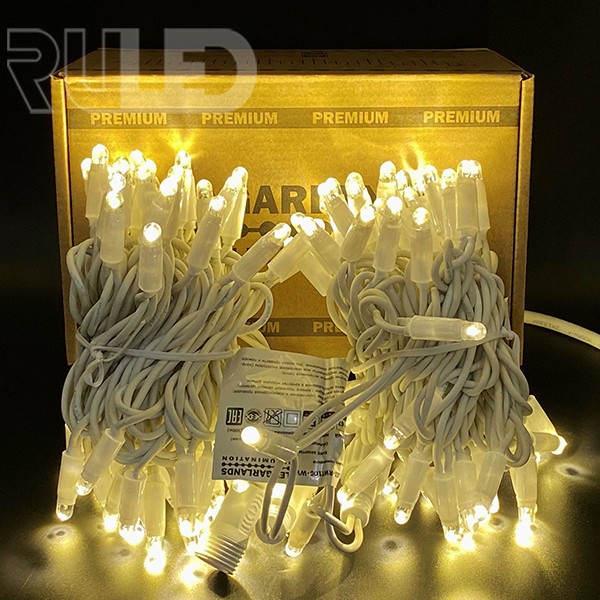 Уличная гирлянда нить RULED PREMIUM (100LED, 10 м, IP67, белый провод каучук) теплый белый  - фото 1 - от производителя RULED