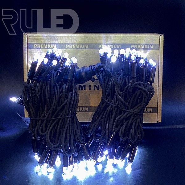 Уличная гирлянда нить RULED PREMIUM (100LED, 10 м, IP67, черный провод каучук) белый   - фото 1 - от производителя RULED