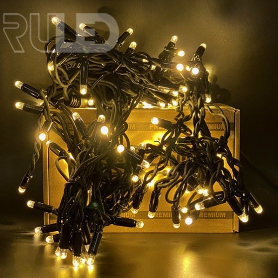 Уличная гирлянда нить RULED PREMIUM (100LED, 10 м, IP67, черный провод каучук) теплый белый  - фото 5 - от производителя RULED