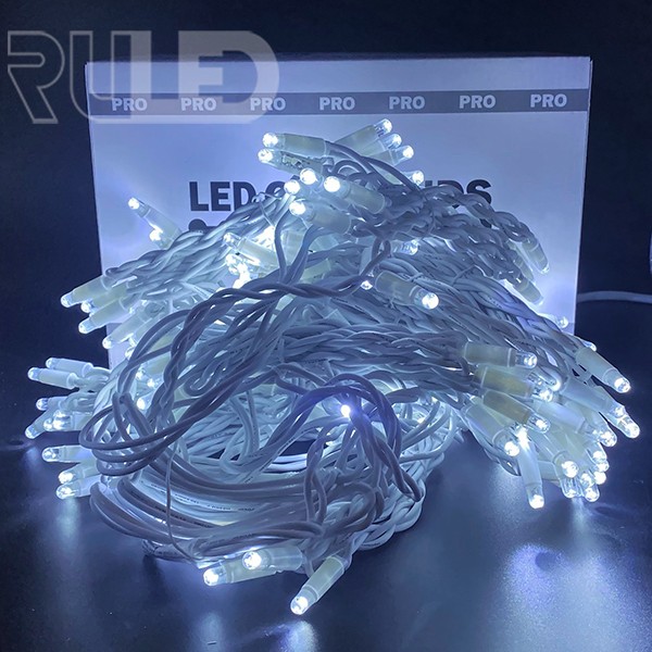 Гирлянда занавес RULED PRO (182 LED, 2х2м, IP67, белый провод каучук) белый - фото 1 - от производителя RULED