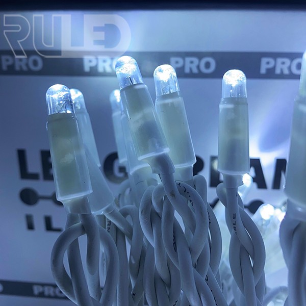 Гирлянда занавес RULED PRO (182 LED, 2х2м, IP67, белый провод каучук) белый - фото 2 - от производителя RULED
