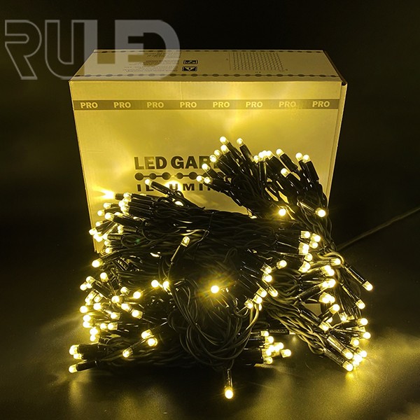 Гирлянда занавес RULED PRO (280 LED, 2х3м, IP67, черный провод каучук) теплый белый - фото 1 - от производителя RULED