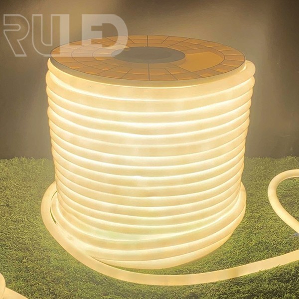 Гибкий неон RULED круглый 360° (120LED на 1м, SMD2835, d13мм, IP68, бухта 100м) теплый белый - фото 1 - от производителя RULED