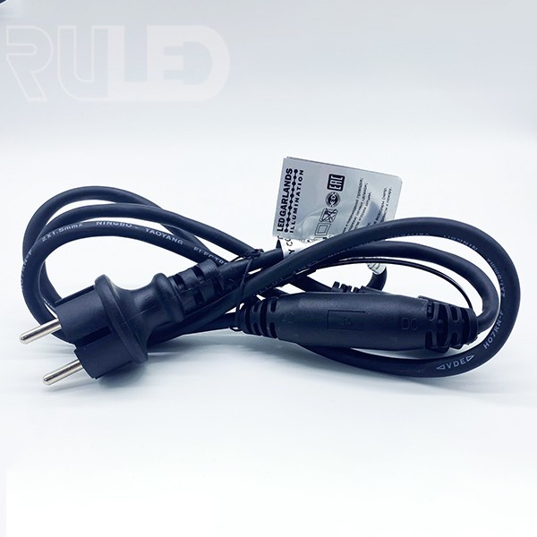 Сетевой шнур питания FAMILY CONNECT (220В AC/DC 1.6 А, IP67, до 2200 LED, черный провод каучук) - фото 1 - от производителя RULED