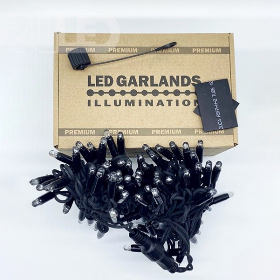 Уличная гирлянда нить RULED PREMIUM (100LED, 10 м, IP67, черный провод каучук) красный - фото 4 - от производителя RULED