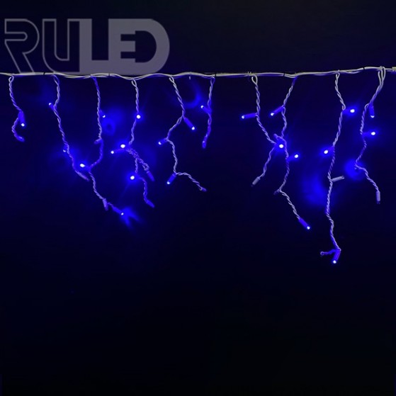 Гирлянда бахрома RULED LUXURY (150LED, 3х0,7м, IP67, белый провод каучук) синий вспышки белый - фото 2 - от производителя RULED
