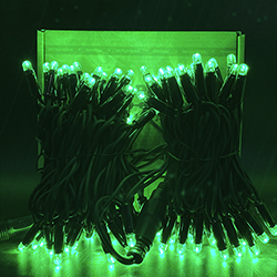 Уличная гирлянда нить RULED PREMIUM (100LED, 10 м, IP67, черный провод каучук) зеленая - фото 1 - от производителя RULED