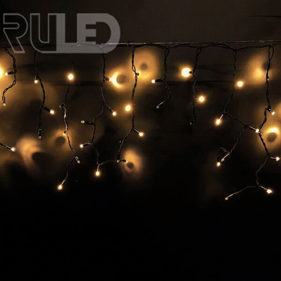 Гирлянда бахрома RULED PREMIUM (120LED, 3х0,6м, IP67, черный провод каучук) теплый белый - фото 6 - от производителя RULED